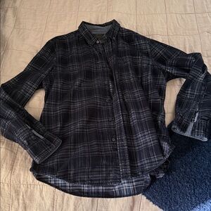 Large Legacy Copper and Oak Men’s Blue Plaid Cotton Corduroy Shirt